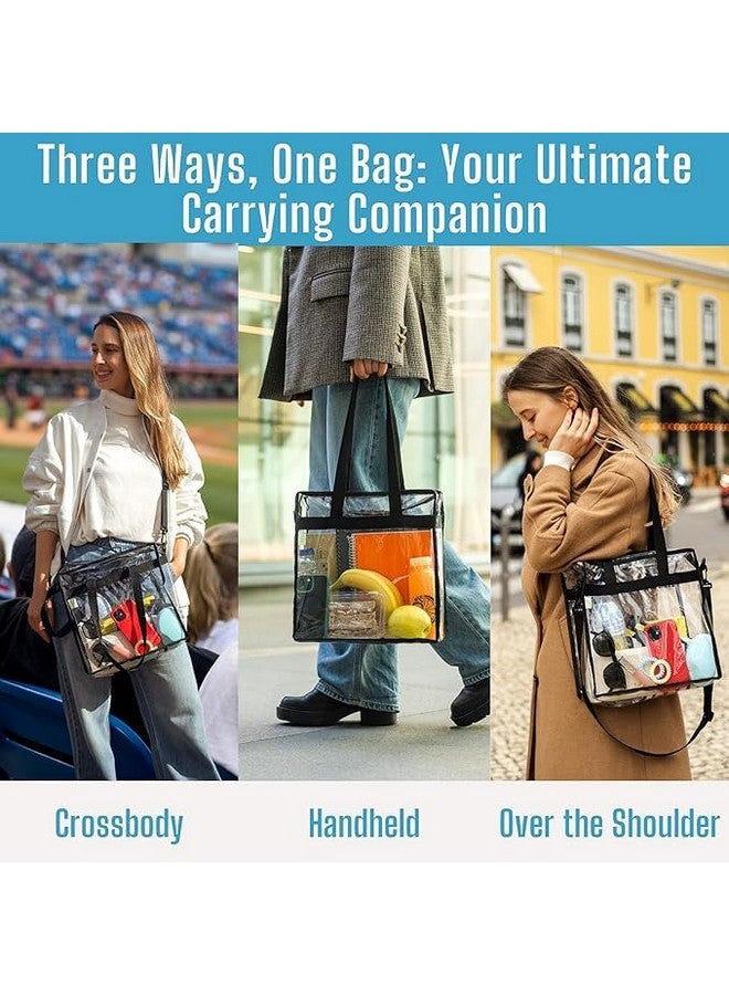 AMIRATE Clear Bag for Stadium Events w/Adjustable Strap, Clear Purse, Stadium Approved Transparent Crossbody Tote Bags for Women & Men, Great for Lunch, Work, Travel & Concert w/Handles(Pack of 2) - Image 5