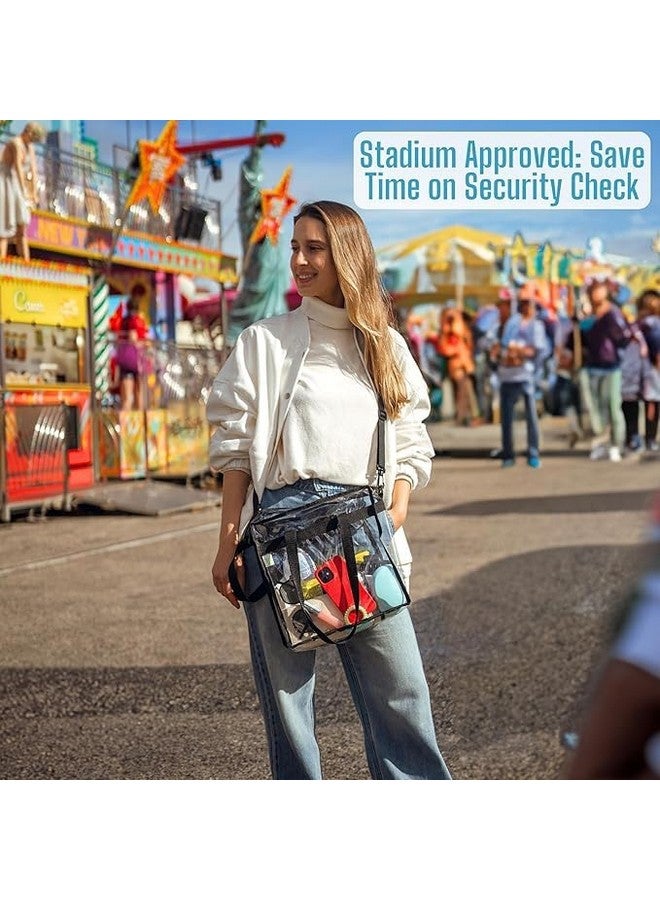 AMIRATE Clear Bag for Stadium Events w/Adjustable Strap, Clear Purse, Stadium Approved Transparent Crossbody Tote Bags for Women & Men, Great for Lunch, Work, Travel & Concert w/Handles(Pack of 2) - Image 4