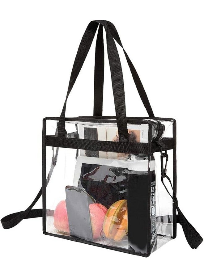 AMIRATE Clear Bag for Stadium Events w/Adjustable Strap, Clear Purse, Stadium Approved Transparent Crossbody Tote Bags for Women & Men, Great for Lunch, Work, Travel & Concert w/Handles(Pack of 2) - Image 1