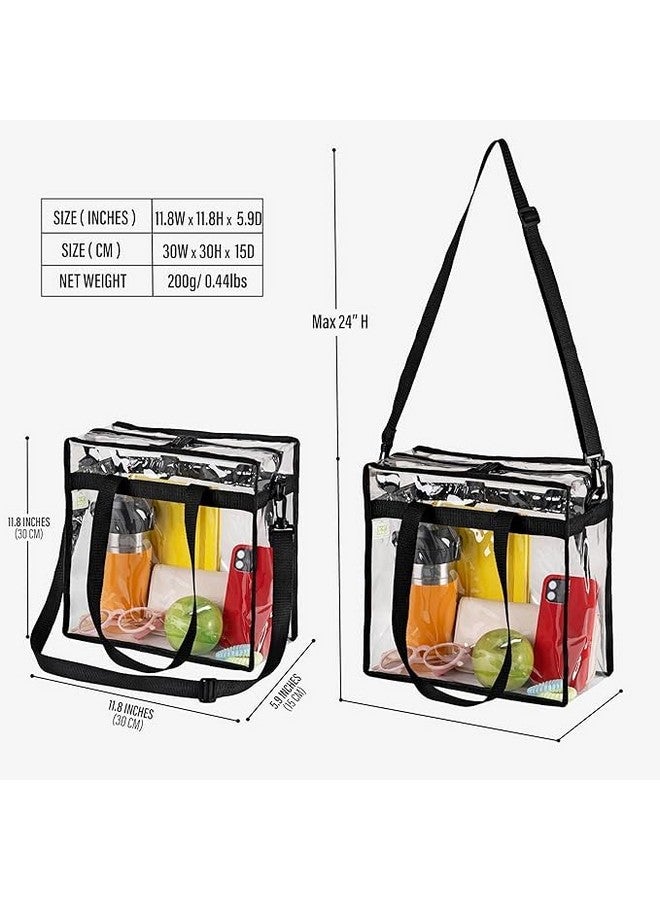 AMIRATE Clear Bag for Stadium Events w/Adjustable Strap, Clear Purse, Stadium Approved Transparent Crossbody Tote Bags for Women & Men, Great for Lunch, Work, Travel & Concert w/Handles(Pack of 2) - Image 2