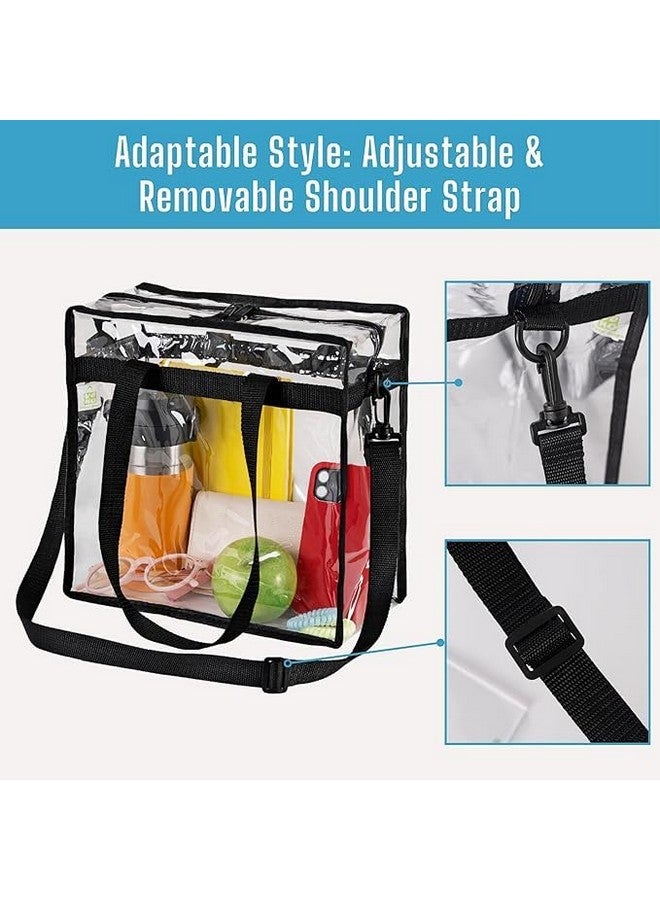 AMIRATE Clear Bag for Stadium Events w/Adjustable Strap, Clear Purse, Stadium Approved Transparent Crossbody Tote Bags for Women & Men, Great for Lunch, Work, Travel & Concert w/Handles(Pack of 2) - Image 3