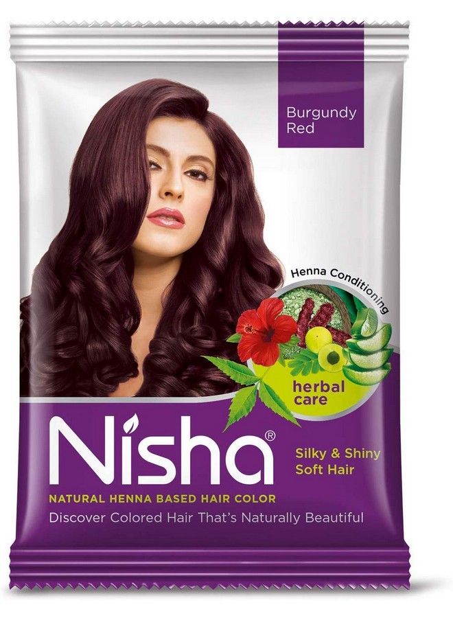 Nisha Henna Based Hair Color 15Gm Each Sachet No Ammonia Long Lasting (Pack Of 10 Burgundy Red) - Image 2