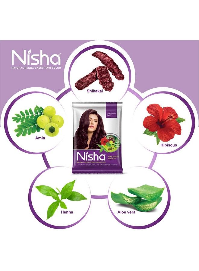 Nisha Henna Based Hair Color 15Gm Each Sachet No Ammonia Long Lasting (Pack Of 10 Burgundy Red) - Image 5