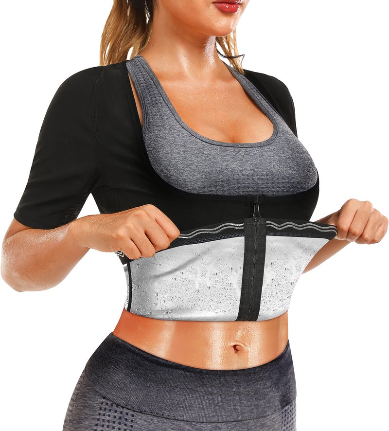 DYUAI Sauna Shirt for Women Sauna Suit for Women Waist Trainer Sauna Sweat Vest Workout Body Shaper Zipper(6005-07-S) - Image 1