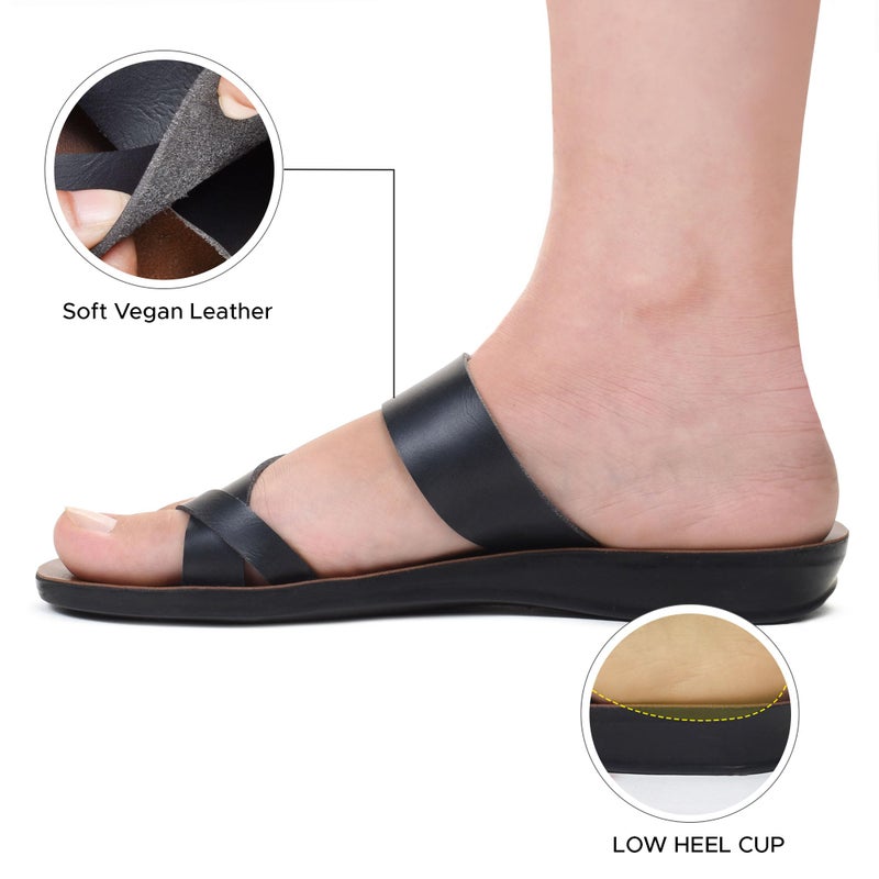 Aerosoft Womens Slides Slip On Comfort with Arch Support Slides for Women Summer Yoga Mat Walking Ladies Flat Sandals (Violet Black Size 10) - Image 3