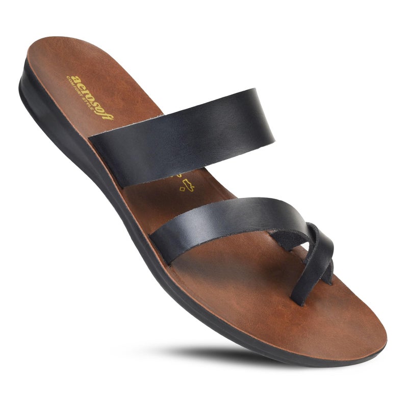 Aerosoft Womens Slides Slip On Comfort with Arch Support Slides for Women Summer Yoga Mat Walking Ladies Flat Sandals (Violet Black Size 10) - Image 1