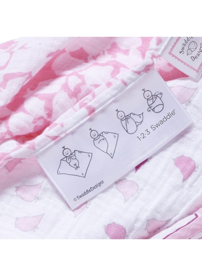SwaddleDesigns 2 Large Receiving Swaddle Blankets for Baby Boys/Girls, Soft Premium Cotton, 1 Flannel + 1 Marquisette, Boutique Quality, Best Shower Gift, SwaddleDuo Lavender Peace Love Award Winner, Lavender, Multiple Pinks, (SD-187L) - Image 3