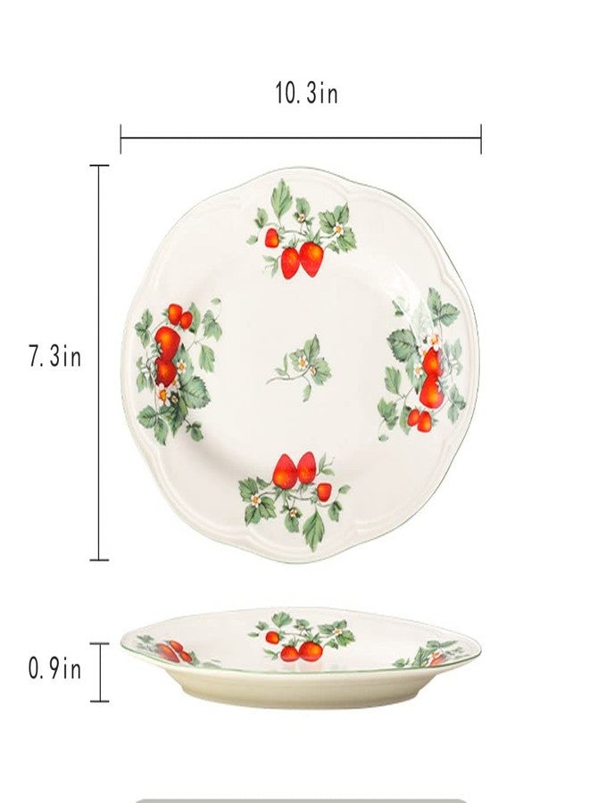 RockTrend Retro Strawberry Pattern Ceramic Dinnerware Set - Steak, Salad, Dessert Plates - Oval - Image 2