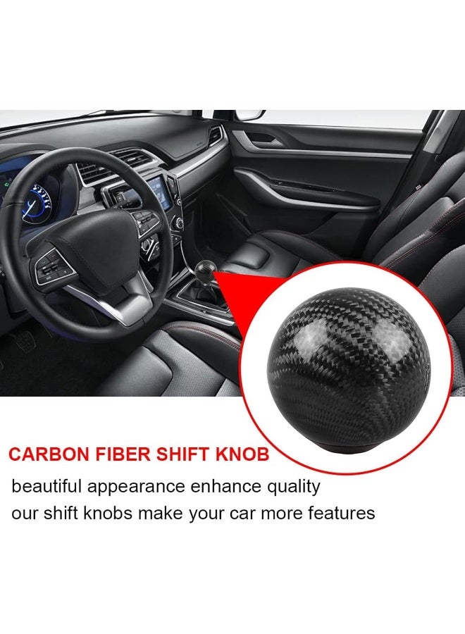 RYANSTAR RACING Carbon Fiber Shift Knob Gear Shifter Knobs with 3 Adapters Round Ball Stick Shifter Level Black - Image 2