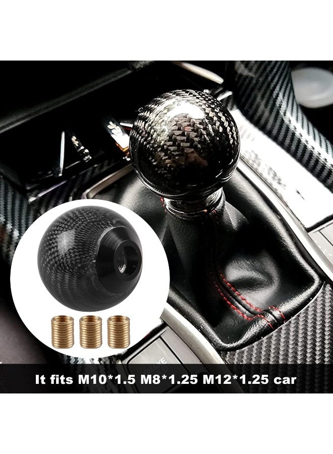 RYANSTAR RACING Carbon Fiber Shift Knob Gear Shifter Knobs with 3 Adapters Round Ball Stick Shifter Level Black - Image 5