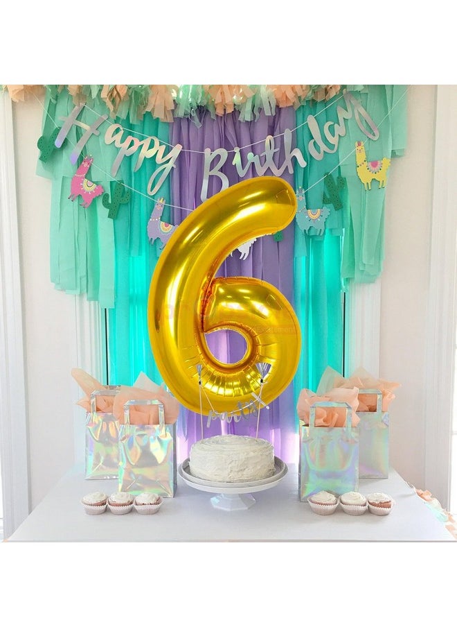 Propsicle - Propsicle 40 inch Birthday Foil 6 Number Helium Balloon Party Decoration Golden Pack of 1 | 6 Year No. Balloons Birthday/Anniversary | Six Number - Image 1
