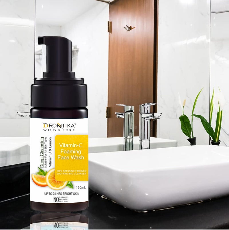Drontika Vitamin C Foaming Face wash| Brightens skin & control blackheads & whiteheads | Sulphate free face wash| Paraben Free| 150 ml x Pack of 1 - Image 5