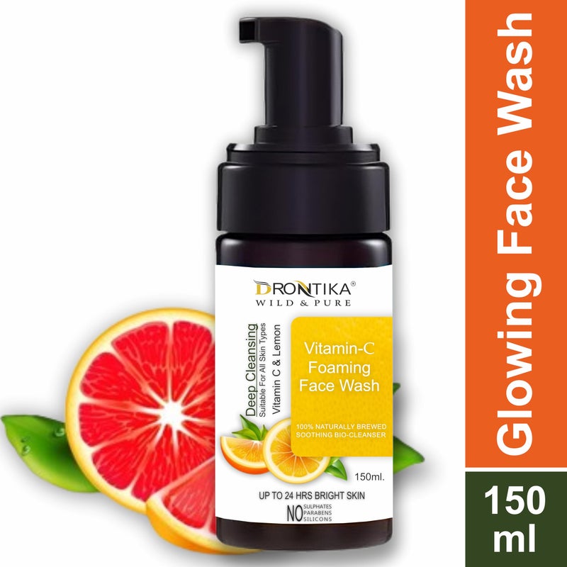 Drontika Vitamin C Foaming Face wash| Brightens skin & control blackheads & whiteheads | Sulphate free face wash| Paraben Free| 150 ml x Pack of 1 - Image 3