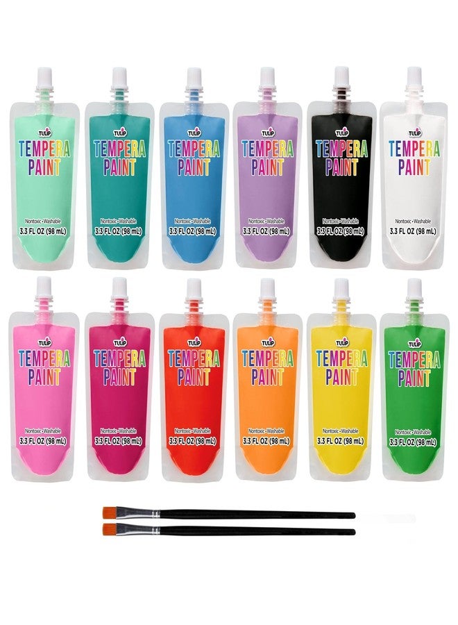 TULIP Washable Tempera Paint Pouches 12-Pack, Art & Craft Supplies, Non-Toxic, Quick Dry Paint, Easy Squeeze for Kids, 12 Rainbow Colors, 6+ - Image 2