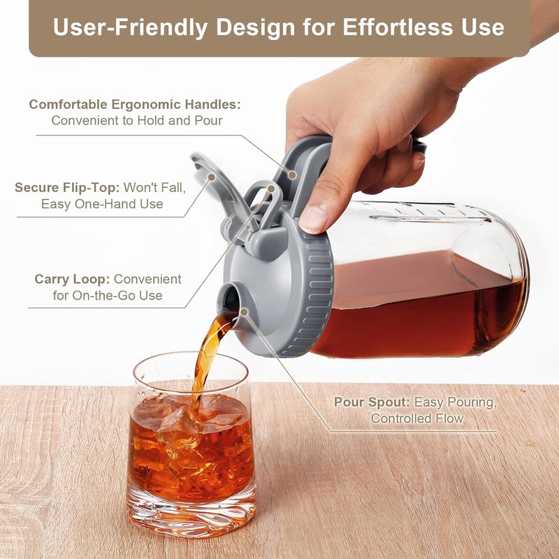 AoeJarry Wide Mouth Mason Jar Pour Spout Lid - 2 Pack Black Airtight Pour Spout Lid with Handle, Turns your Mason Jar into Pitcher, BPA Free & Durable Flip Cap Lids Easy to Clean Fit for Canning Jars - Image 2