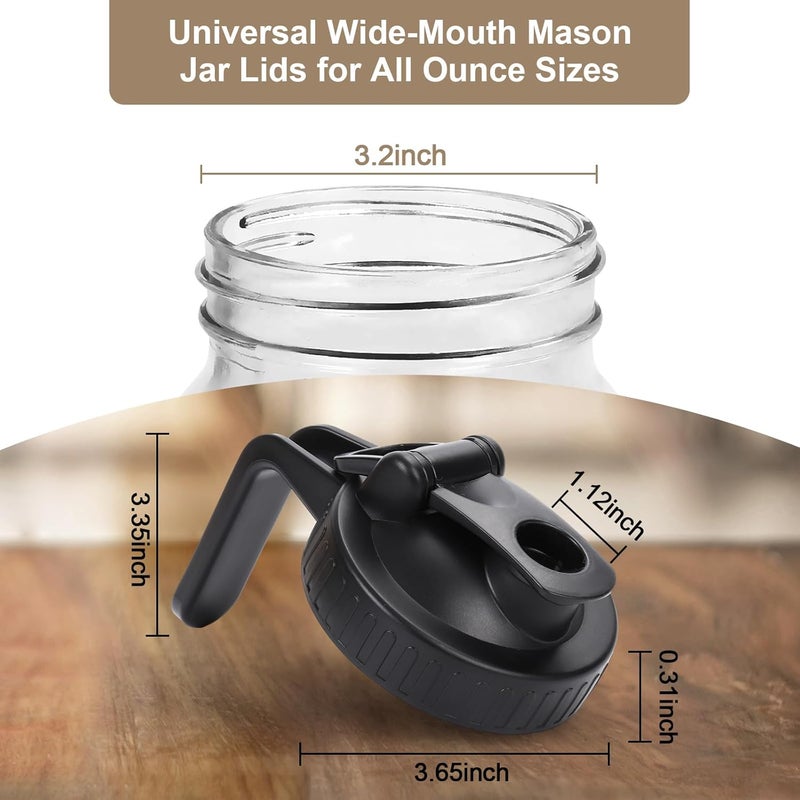AoeJarry Wide Mouth Mason Jar Pour Spout Lid - 2 Pack Black Airtight Pour Spout Lid with Handle, Turns your Mason Jar into Pitcher, BPA Free & Durable Flip Cap Lids Easy to Clean Fit for Canning Jars - Image 5