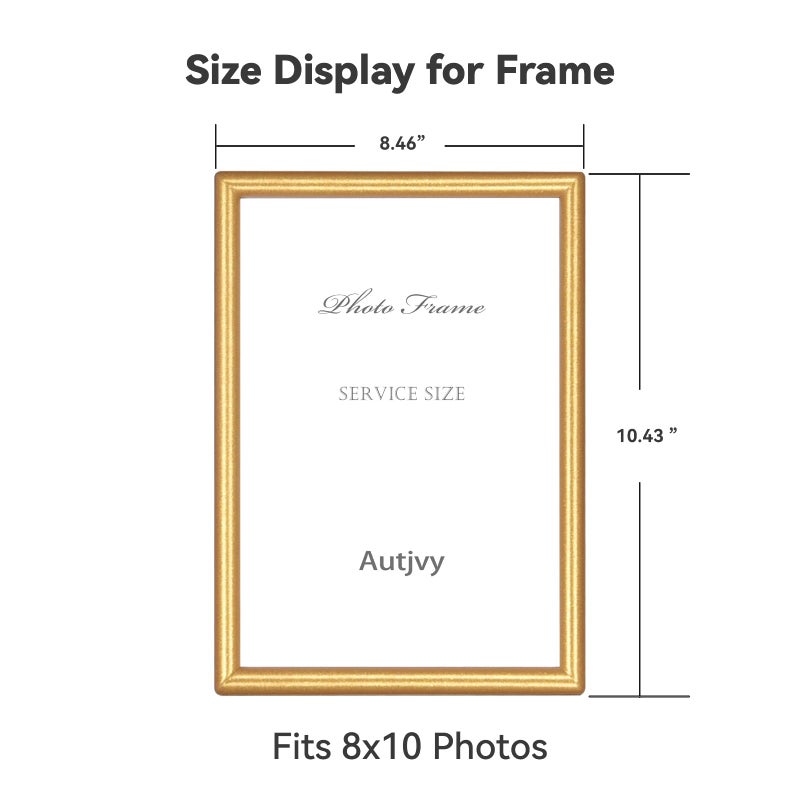 Autjvy 8x10 Picture Frame Matte Gold Modern Simple Thin Aluminum Metal Photo Frame with HD Real Glass  Display for Tabletop and Wall Collage. (2 Pack) - Image 3