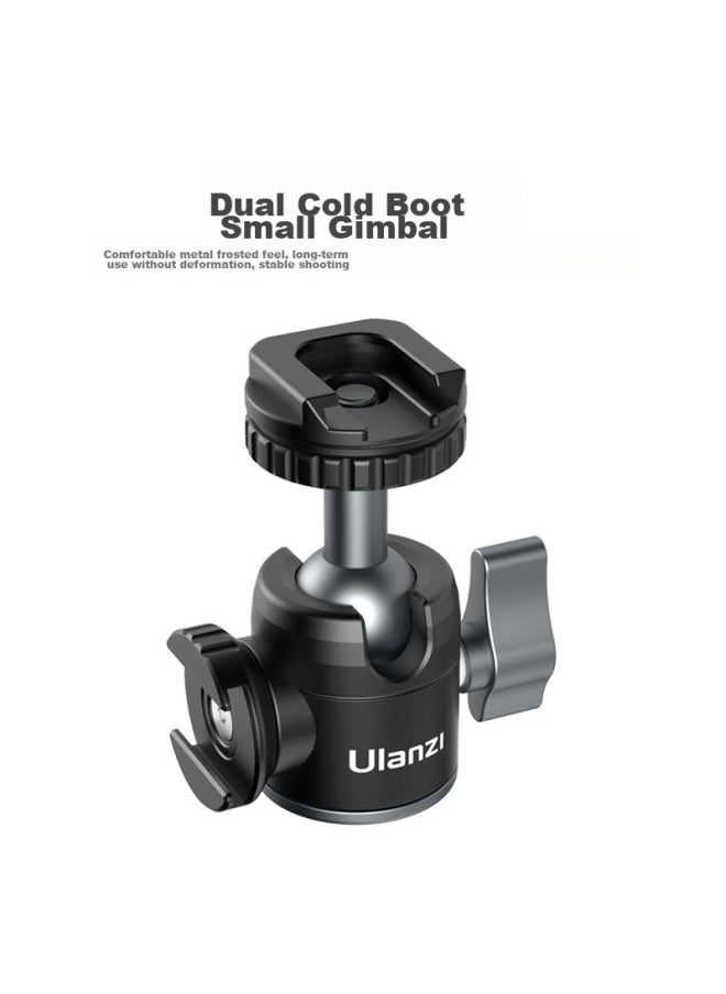 Ulanzi Ulanzi U-60 Dual Cold Shoe Mini Metal Tripod, Hot Shoe Universal Damping Ball Head, Vlog Phone Dslr Camera Photography Expansion Fill Light Accessory  - Image 2