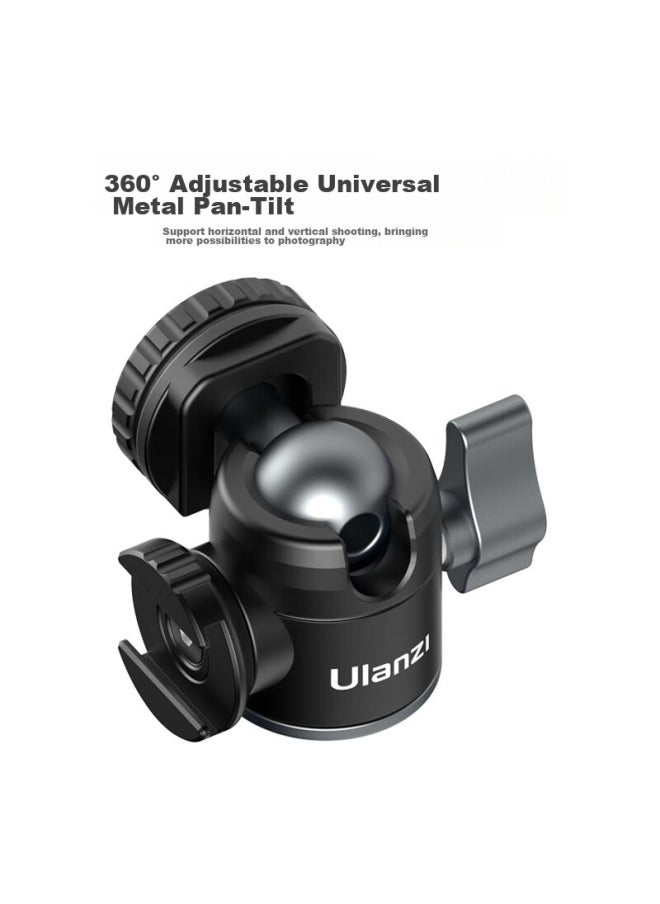Ulanzi Ulanzi U-60 Dual Cold Shoe Mini Metal Tripod, Hot Shoe Universal Damping Ball Head, Vlog Phone Dslr Camera Photography Expansion Fill Light Accessory  - Image 3