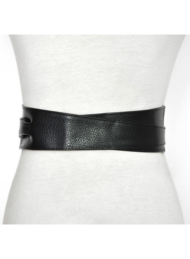 حزام خصر عريض من الجلد PU مع إغلاق على شكل ربطة عنق - Image 5