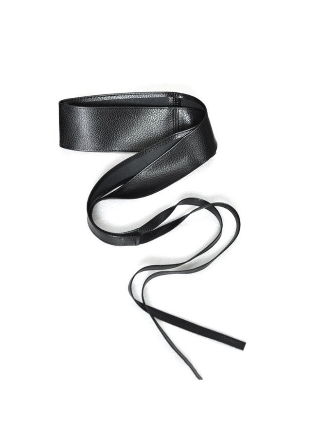 حزام خصر عريض من الجلد PU مع إغلاق على شكل ربطة عنق - Image 3
