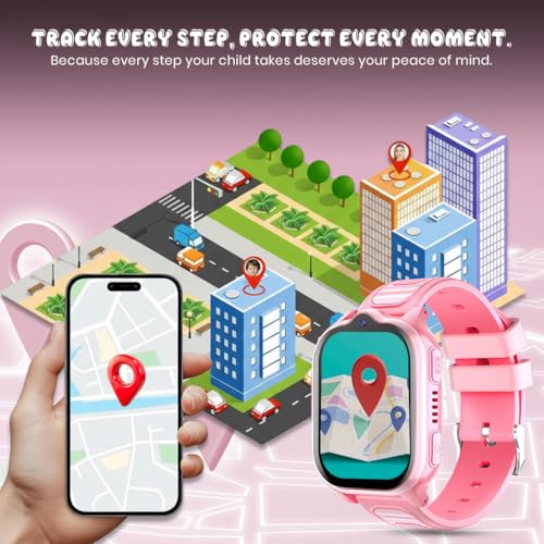 PunnkFunnk TrackNova 4G/5G Kids Smart Watch | HD Video & Voice Calling | Real-Time GPS | Safe Zone, SOS & Class Mode | Family Chat, Games | FaceLock | 800mAh Battery | Smart Watch for Kids - (Pink) - Image 4