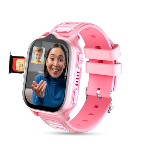 PunnkFunnk TrackNova 4G/5G Kids Smart Watch | HD Video & Voice Calling | Real-Time GPS | Safe Zone, SOS & Class Mode | Family Chat, Games | FaceLock | 800mAh Battery | Smart Watch for Kids - (Pink) - Image 1