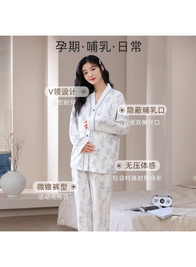Nordon Long Sleeve & Pants Pregnancy Sleepwear, Cotton Postpartum Nursing Clothes And Loungewear Set For Autumn And Winter - Image 4