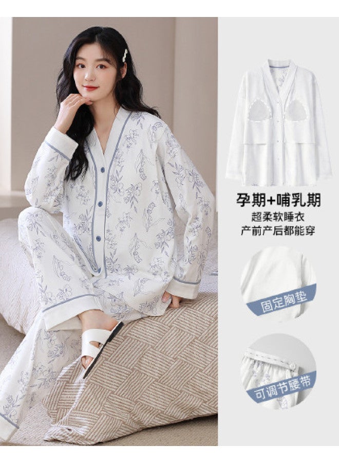 Nordon Long Sleeve & Pants Pregnancy Sleepwear, Cotton Postpartum Nursing Clothes And Loungewear Set For Autumn And Winter - Image 1
