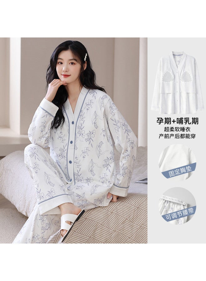 Nordon Long Sleeve & Pants Pregnancy Sleepwear, Cotton Postpartum Nursing Clothes And Loungewear Set For Autumn And Winter - Image 2