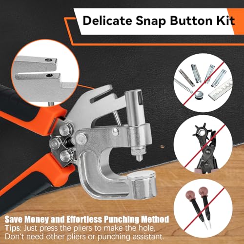 Sopnom Leather Snap Button Kit, Heavy Duty Snaps Fastener Kit Snaps Press Pliers and 12.5mm Leather Buttons, 4Colors 40Sets Snaps for Fabric, Clothes, Jackets, Purse, Belts, Bags, Tool Kit - Image 3