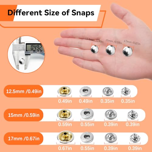 Sopnom Leather Snap Button Kit, Heavy Duty Snaps Fastener Kit Snaps Press Pliers and 12.5mm Leather Buttons, 4Colors 40Sets Snaps for Fabric, Clothes, Jackets, Purse, Belts, Bags, Tool Kit - Image 5