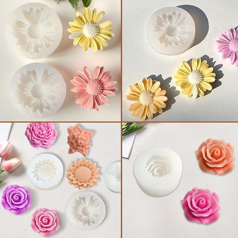 ZPARNO 6 Pack Candle Molds for Candle Making, Moldes para Velas, Flower Molds Silicone Candle Molds for DIY Scented Candle, Soy Wax, Cake, Soap, Resin Casting Craft Making - Image 5