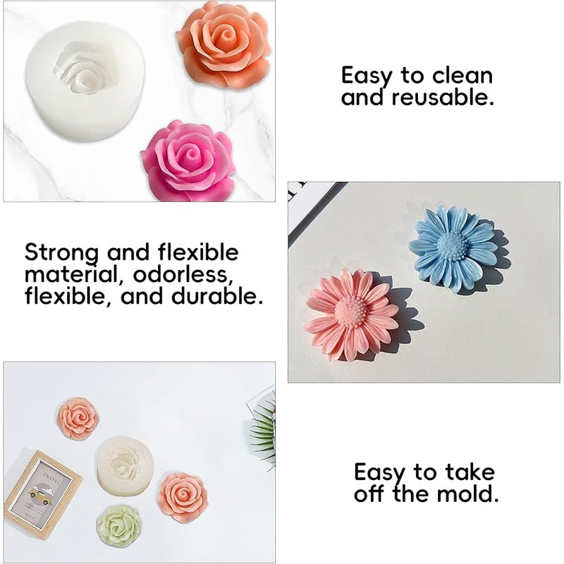 ZPARNO 6 Pack Candle Molds for Candle Making, Moldes para Velas, Flower Molds Silicone Candle Molds for DIY Scented Candle, Soy Wax, Cake, Soap, Resin Casting Craft Making - Image 4