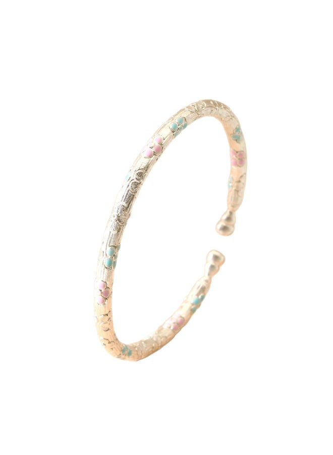M MIAOYAN 999 Pure Silver Enamel Flower Bracelet for Women – Luxury Elegant Floral Bangle Jewelry Gift - Image 4