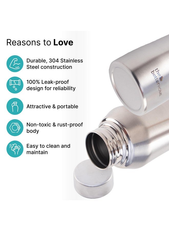 The Better Home Stainless Steel Water Bottle 1 Litre | Non-Toxic & BPA Free Water Bottles 1+ Litre | Steel Bottle For Home, Office & School - Image 2