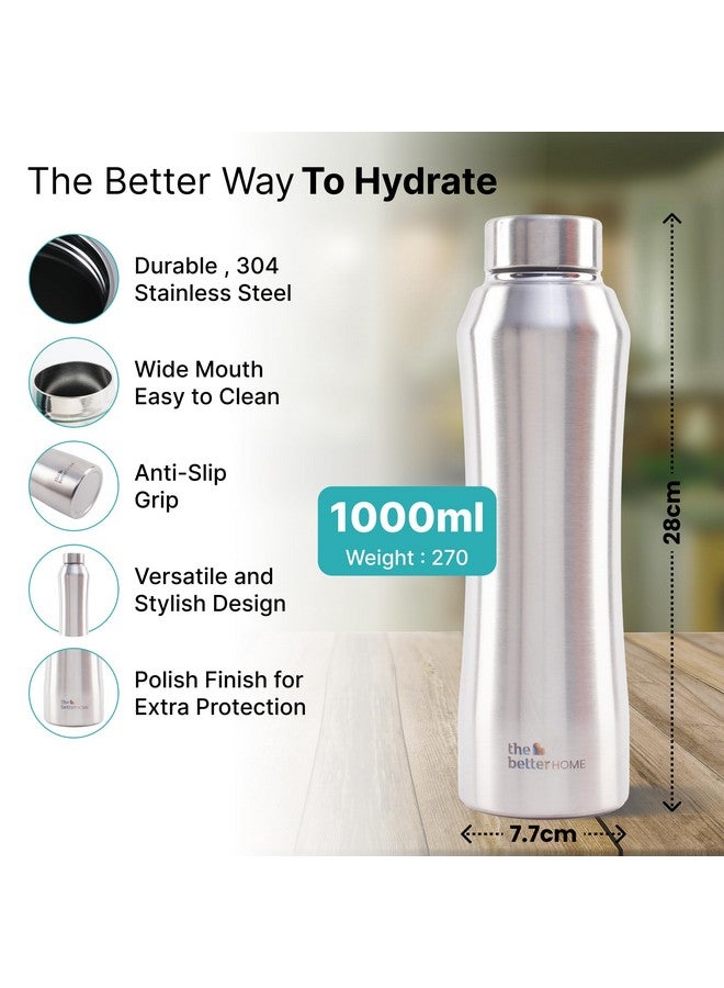 The Better Home Stainless Steel Water Bottle 1 Litre | Non-Toxic & BPA Free Water Bottles 1+ Litre | Steel Bottle For Home, Office & School - Image 3
