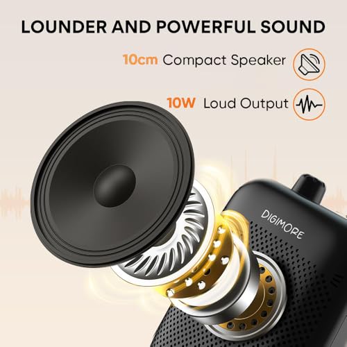 DIGIMORE Voice Amplifier for Teachers with Wired Headset Mic| 12Hrs Battery| with Bluetooth v5.3 and a 10W Speaker for Tour Guides, Yoga and Classroom Teaching Aid for Schools & Colleges (D-1200) - Image 4