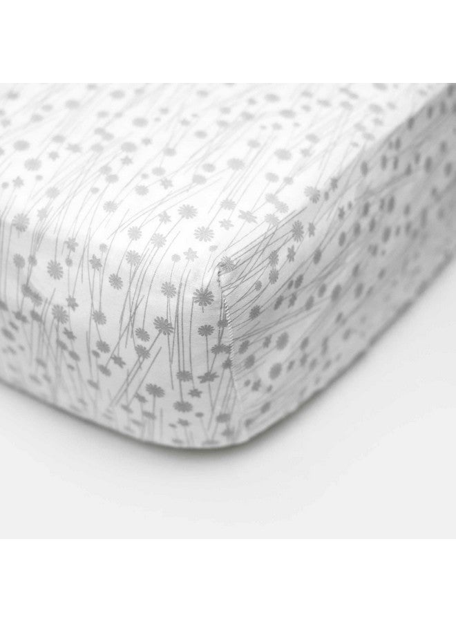 SHEETWORLD.COM شيت وورلد ملاءة سرير مربعة للأطفال تناسب جوفي 38 × 38 بوصة، ملاءة قطنية 100%، للجنسين، أزهار رمادية، مصنوعة في الولايات المتحدة - Image 5