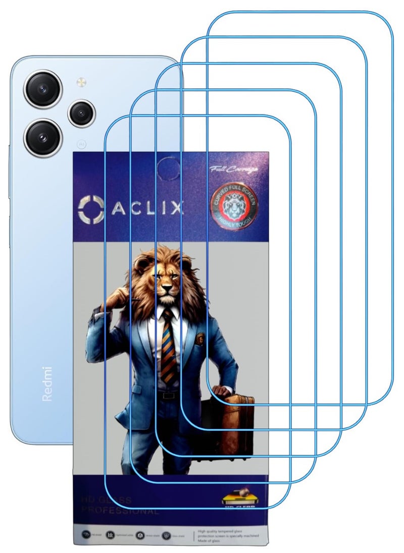 ACLIX 5 Pieces Antistatic ESD Dustproof Premium Quality High Definition Clear Tempered Glass Screen Protector Designed For Xiaomi Redmi 12 - Image 1