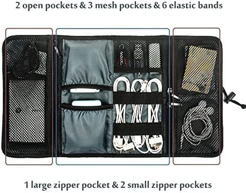 Universal Electronics Travel Gadgets Carrying Case for Charger USB Cables SD Memory Cards, Black - Image 4