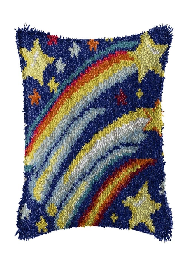 YP Latch Hook Kit DIY Crochet Carpet Pillowcase for Adults Kids Beginners,Starry Sky Patterns Pre-Printed Canvas Yarn Rug Hooking Kits Creative Craft Home Decor,17"X17" - Image 1