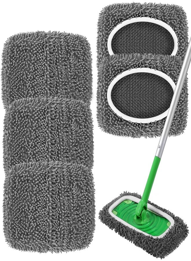 Hlmsyurx 5PCS Microfiber Wet and Dry Sweeping Mop Pads, Compatible with Swiffer Sweeper, Chenille Washable Swiffer Mop Pads, Reusable Mopping Refills for Hardwood Floor (Grey 5PCS) - Image 1