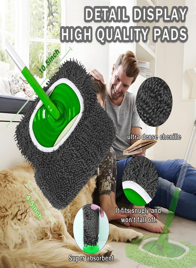 Hlmsyurx 5PCS Microfiber Wet and Dry Sweeping Mop Pads, Compatible with Swiffer Sweeper, Chenille Washable Swiffer Mop Pads, Reusable Mopping Refills for Hardwood Floor (Grey 5PCS) - Image 3
