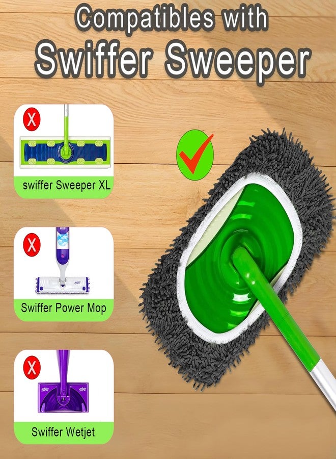 Hlmsyurx 5PCS Microfiber Wet and Dry Sweeping Mop Pads, Compatible with Swiffer Sweeper, Chenille Washable Swiffer Mop Pads, Reusable Mopping Refills for Hardwood Floor (Grey 5PCS) - Image 2