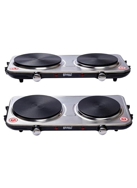 Double electric heater, 2 burners, non-stick coating and overheat protection, size 190mm and 160mm, power 2500 watts