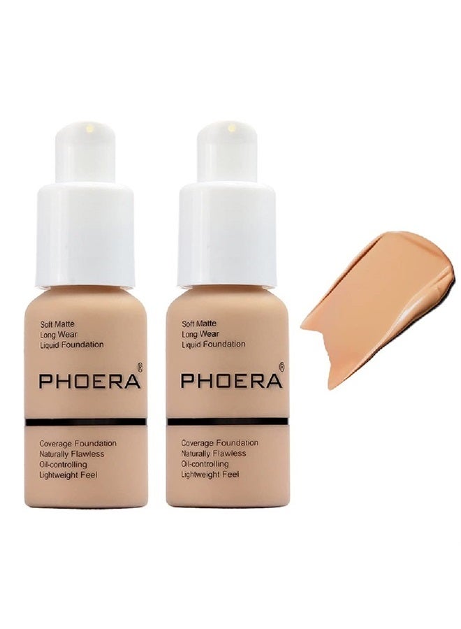 nvyue 2 Pack PHOERA Foundation 104 Buff Beige Makeup,Full Coverage Foundation for Women and Girls - Image 1