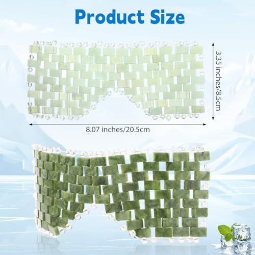 Coume 4 Pcs Jade Eye Mask Reusable Sage Green Facial Cooling Mask for Hot and Cold AntiAging Therapy to Reduce Wrinkles Puffiness Migraines Crystal Relief Sleeping Mask for Women Spa Treatment Gift - Image 3