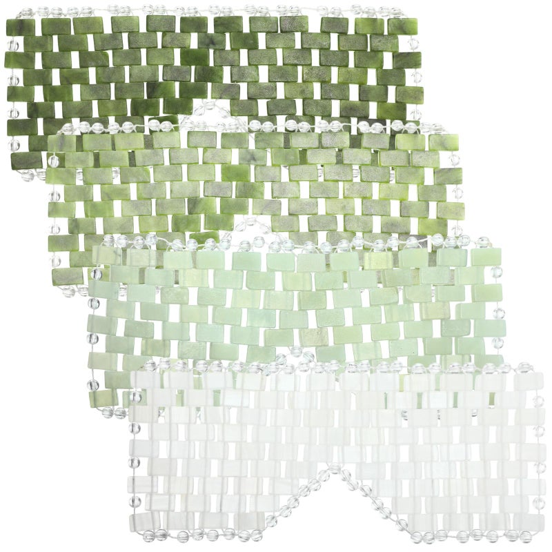 Coume 4 Pcs Jade Eye Mask Reusable Sage Green Facial Cooling Mask for Hot and Cold AntiAging Therapy to Reduce Wrinkles Puffiness Migraines Crystal Relief Sleeping Mask for Women Spa Treatment Gift - Image 2
