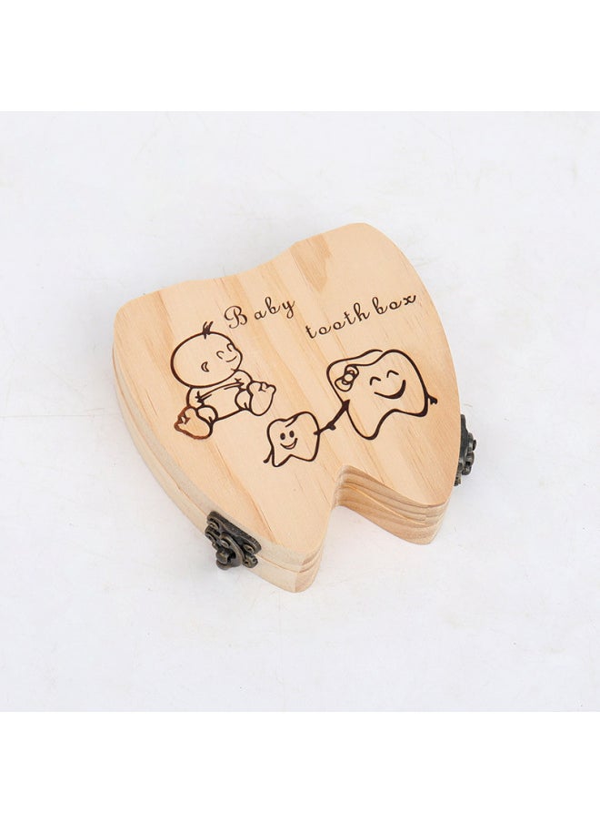 Generic Children's Nipple Box Boys And Girls Fetal Hair Souvenir Tooth Collection Storage Box Tooth House Wooden Tooth Change Storage Box-Specifications:Baby Boy  - Image 1